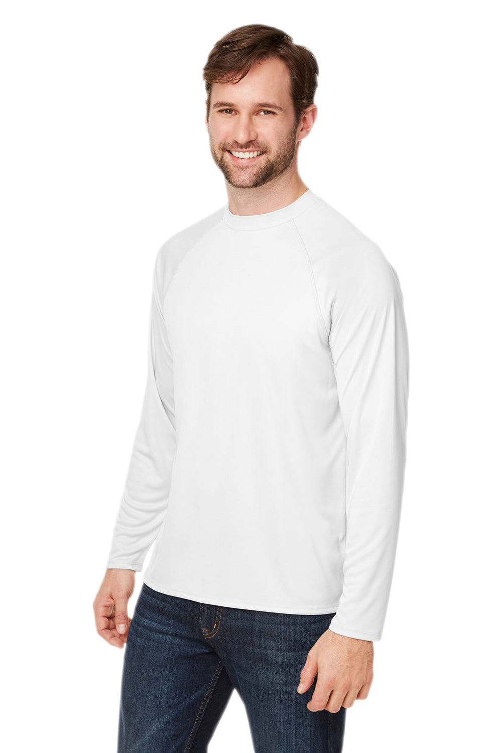 Core 365 CE110 Mens Ultra MVP Raglan Long Sleeve T-Shirt White 3Q