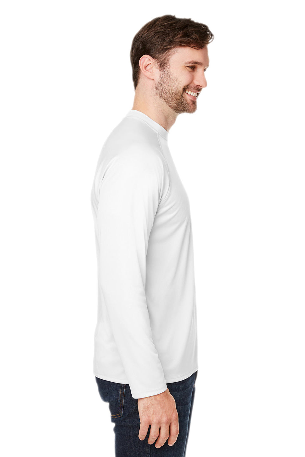 Core 365 CE110 Mens Ultra MVP Raglan Long Sleeve T-Shirt White Side