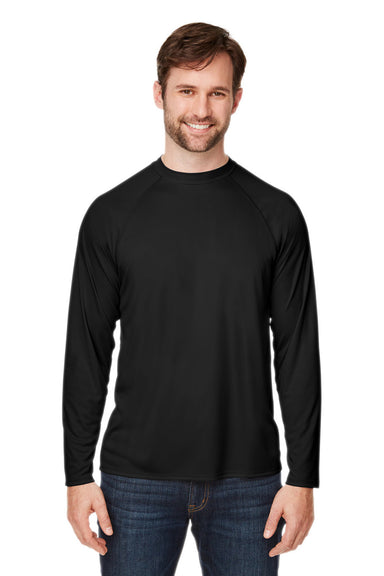 Core 365 CE110 Mens Ultra MVP Raglan Long Sleeve T-Shirt Black Front
