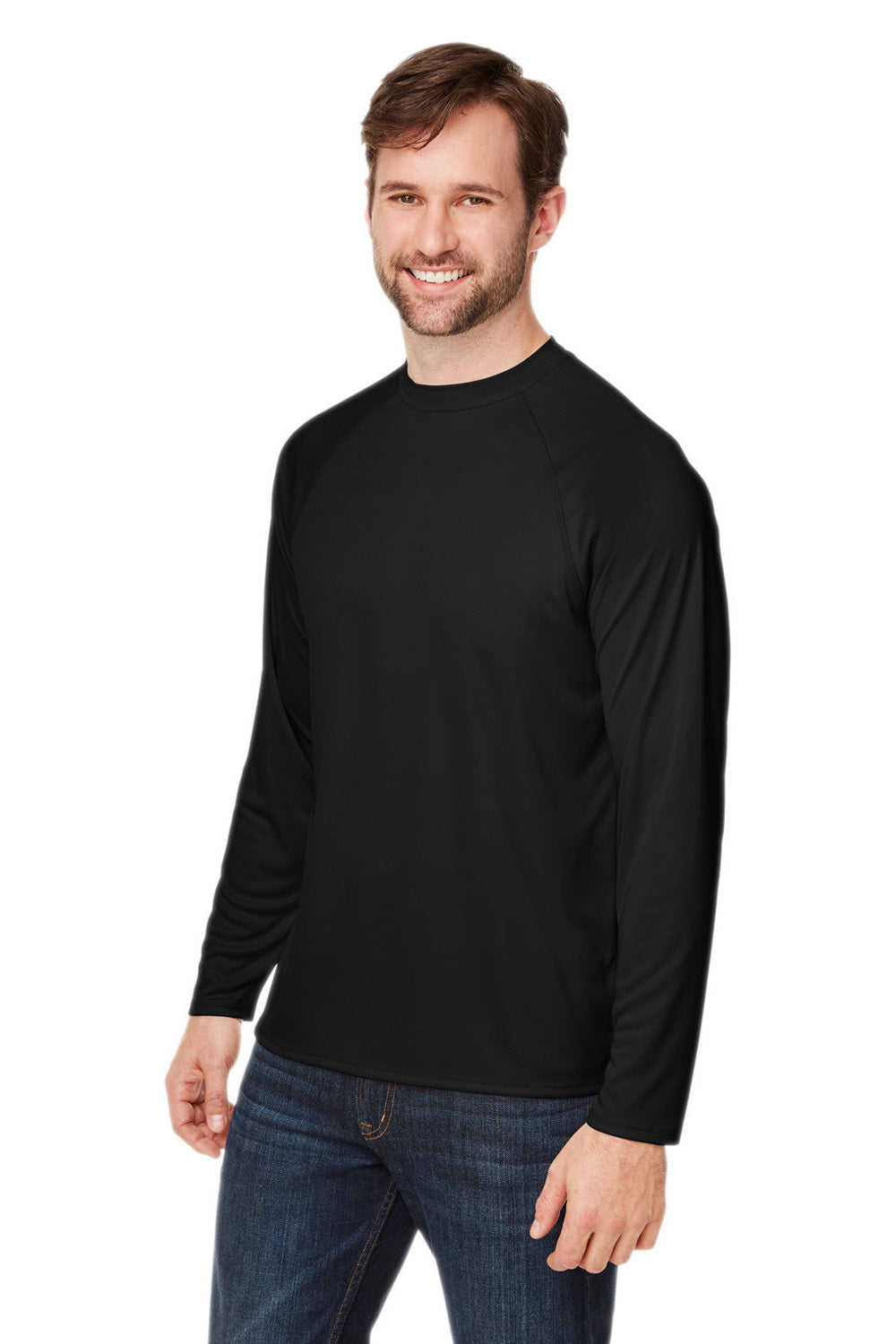 Core 365 CE110 Mens Ultra MVP Raglan Long Sleeve T-Shirt Black 3Q