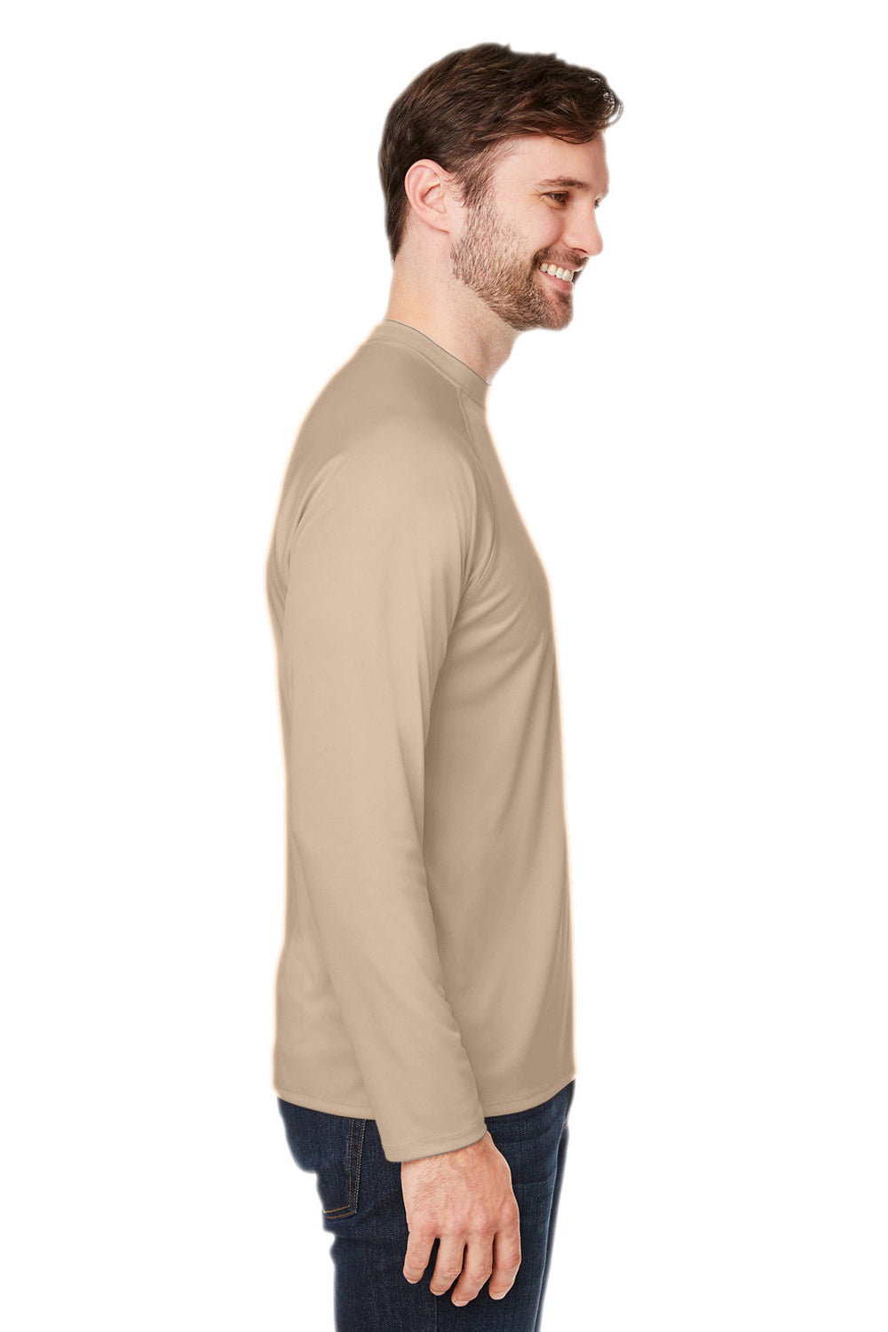 Core 365 CE110 Mens Ultra MVP Raglan Long Sleeve T-Shirt Stone Side