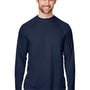 Core 365 Mens Ultra MVP Raglan Moisture Wicking Long Sleeve Crewneck T-Shirt - Classic Navy Blue