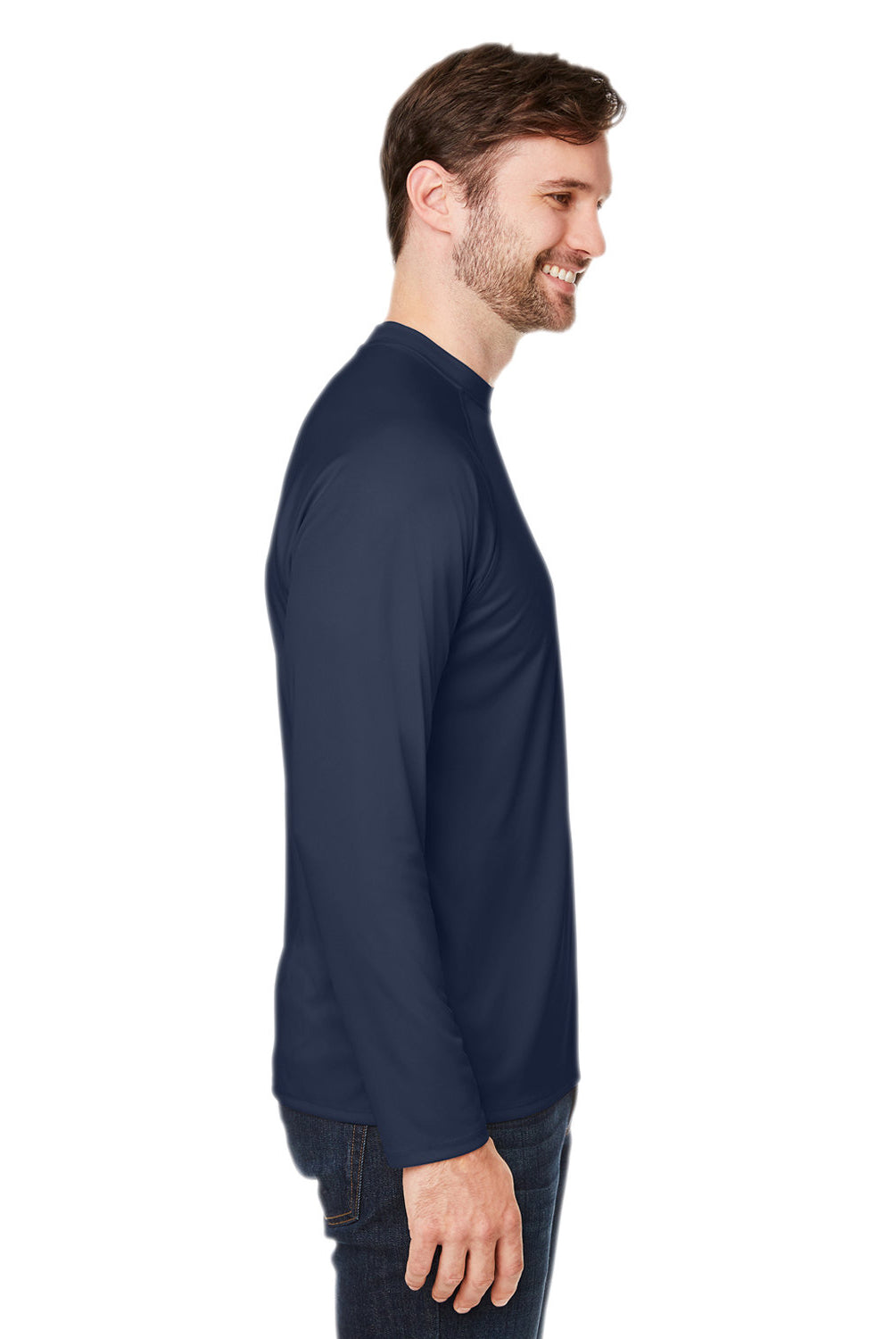 Core 365 CE110 Mens Ultra MVP Raglan Long Sleeve T-Shirt Classic Navy Blue Side