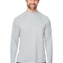 Core 365 Mens Ultra MVP Raglan Moisture Wicking Long Sleeve Crewneck T-Shirt - Platinum Grey