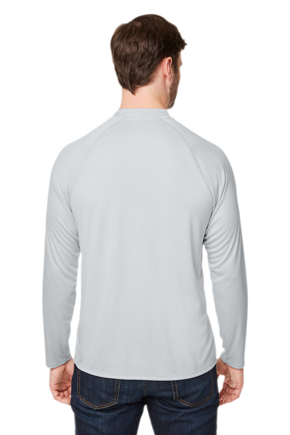 Core 365 CE110 Mens Ultra MVP Raglan Long Sleeve T-Shirt Platinum Grey Back