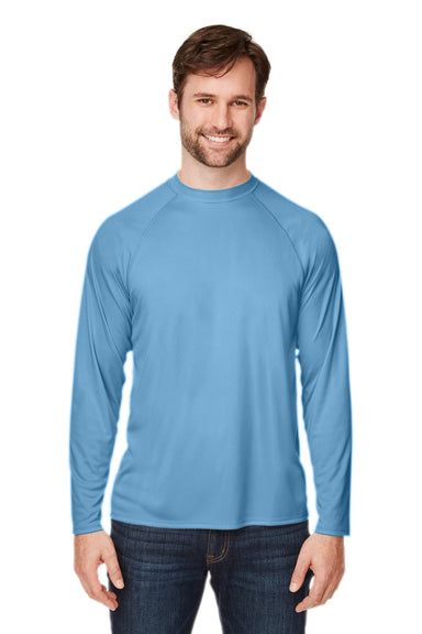 Core 365 CE110 Mens Ultra MVP Raglan Long Sleeve T-Shirt Columbia Blue Front