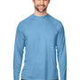 Core 365 Mens Ultra MVP Raglan Moisture Wicking Long Sleeve Crewneck T-Shirt - Columbia Blue