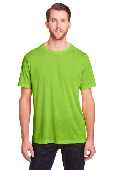 Core 365 CE111 Mens Fusion ChromaSoft Performance Moisture Wicking Short Sleeve Crewneck T-Shirt Acid Green Front