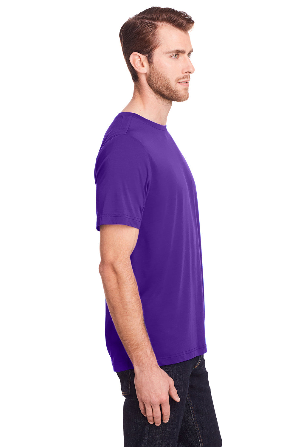 Core 365 CE111 Mens Fusion ChromaSoft Performance Moisture Wicking Short Sleeve Crewneck T-Shirt Purple Side