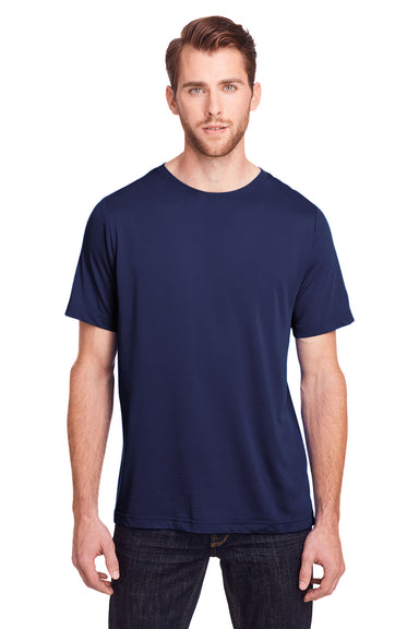 Core 365 CE111 Mens Fusion ChromaSoft Performance Moisture Wicking Short Sleeve Crewneck T-Shirt Navy Blue Front