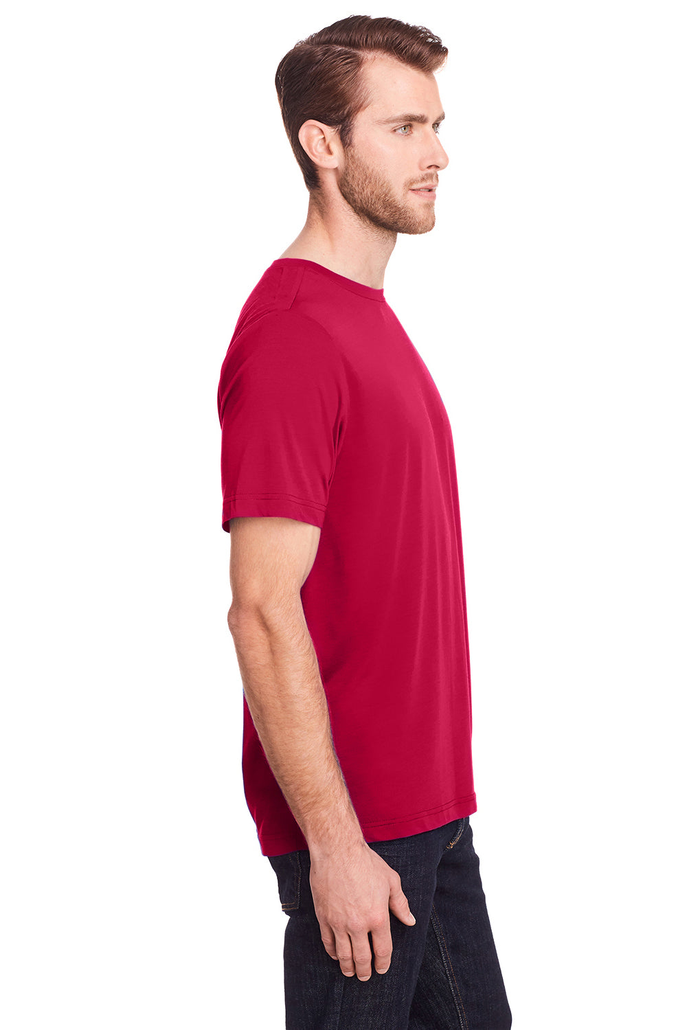 Core 365 CE111 Mens Fusion ChromaSoft Performance Moisture Wicking Short Sleeve Crewneck T-Shirt Red Side