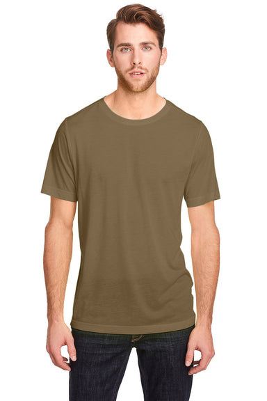 Core 365 CE111 Mens Fusion ChromaSoft Performance Moisture Wicking Short Sleeve Crewneck T-Shirt Coyote Brown Front