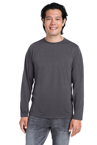 Core 365 CE111L Mens Fusion ChromaSoft Performance Moisture Wicking Long Sleeve Crewneck T-Shirt Carbon Grey Front