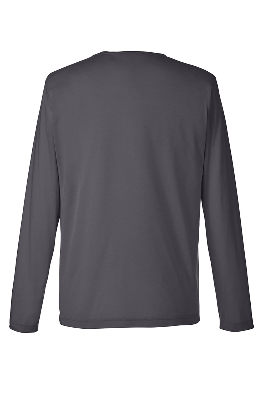 Core 365 CE111L Mens Fusion ChromaSoft Performance Moisture Wicking Long Sleeve Crewneck T-Shirt Carbon Grey Flat Back