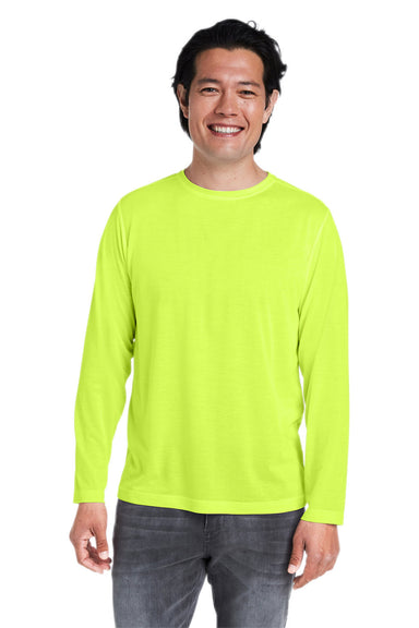 Core 365 CE111L Mens Fusion ChromaSoft Performance Moisture Wicking Long Sleeve Crewneck T-Shirt Safety Yellow Front