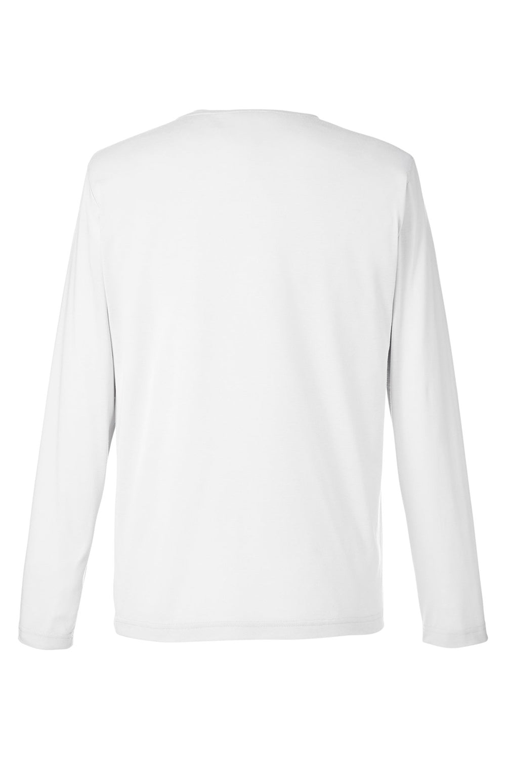 Core 365 CE111L Mens Fusion ChromaSoft Performance Moisture Wicking Long Sleeve Crewneck T-Shirt White Flat Back