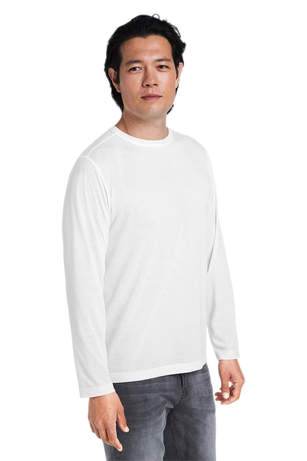 Core 365 CE111L Mens Fusion ChromaSoft Performance Moisture Wicking Long Sleeve Crewneck T-Shirt White 3Q