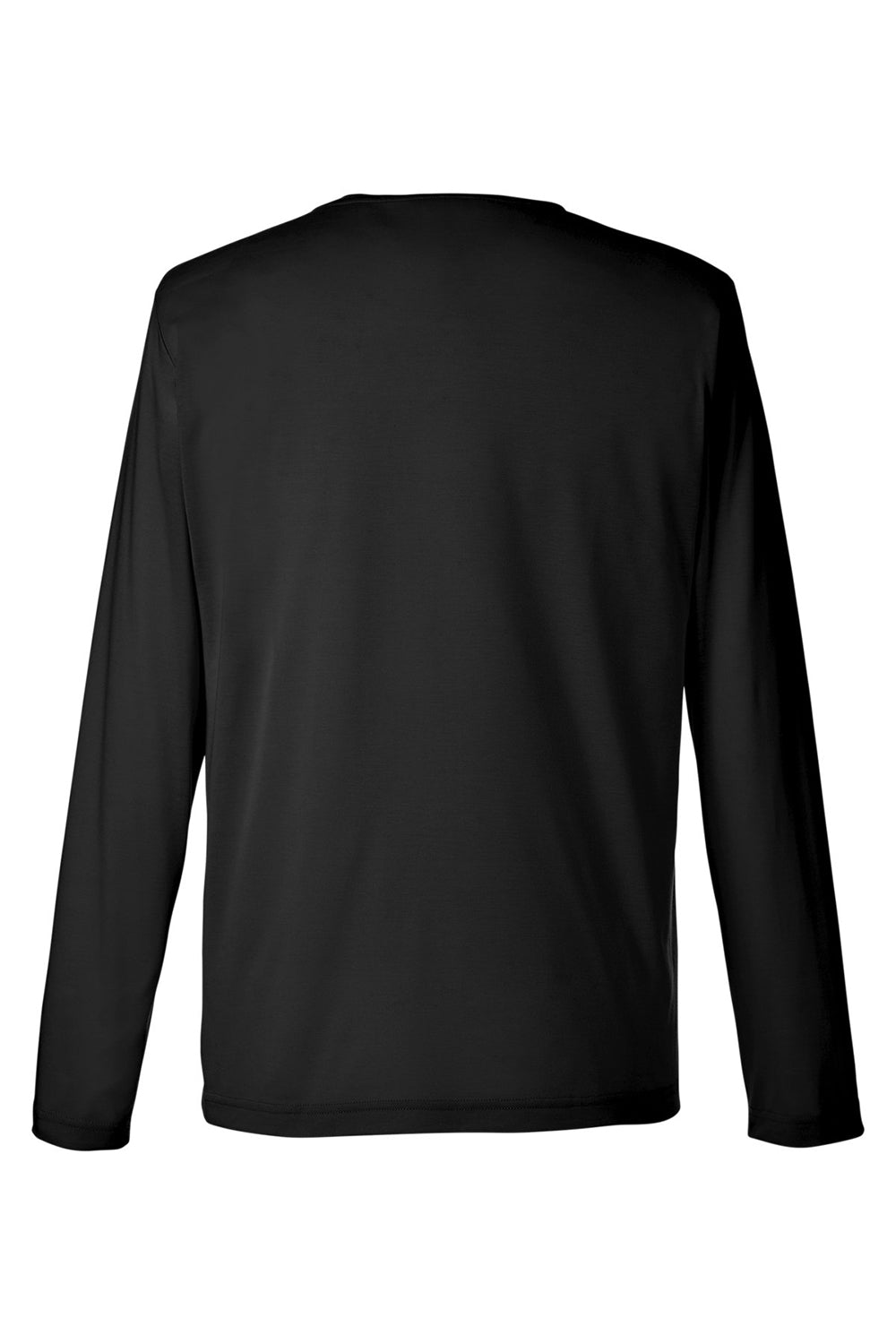 Core 365 CE111L Mens Fusion ChromaSoft Performance Moisture Wicking Long Sleeve Crewneck T-Shirt Black Flat Back