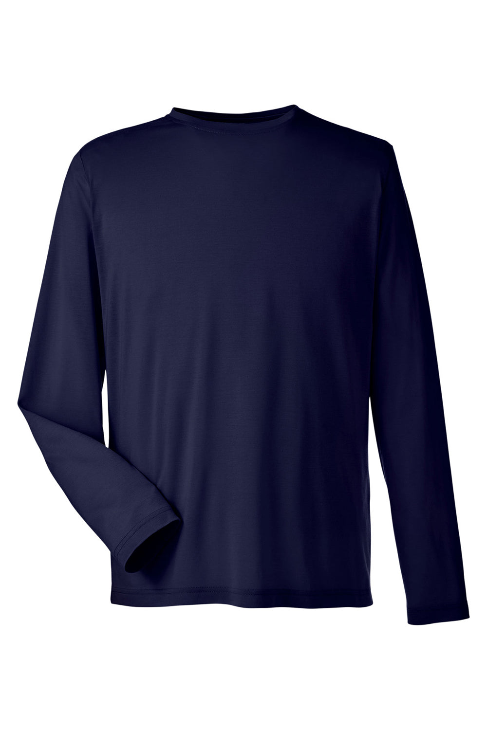 Core 365 CE111L Mens Fusion ChromaSoft Performance Moisture Wicking Long Sleeve Crewneck T-Shirt Classic Navy Blue Flat Front