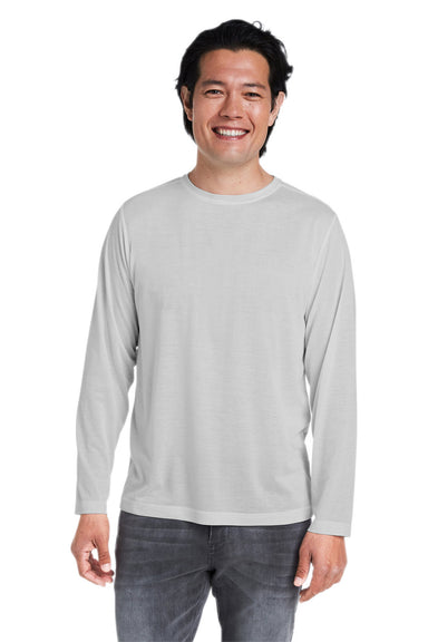 Core 365 CE111L Mens Fusion ChromaSoft Performance Moisture Wicking Long Sleeve Crewneck T-Shirt Platinum Grey Front