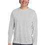 Core 365 Mens Fusion ChromaSoft Performance Moisture Wicking Long Sleeve Crewneck T-Shirt - Platinum Grey