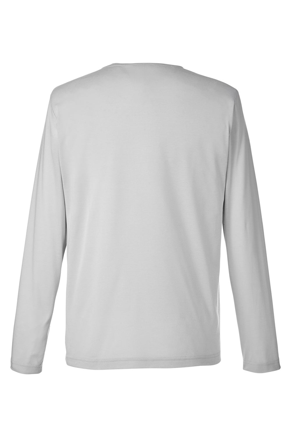 Core 365 CE111L Mens Fusion ChromaSoft Performance Moisture Wicking Long Sleeve Crewneck T-Shirt Platinum Grey Flat Back