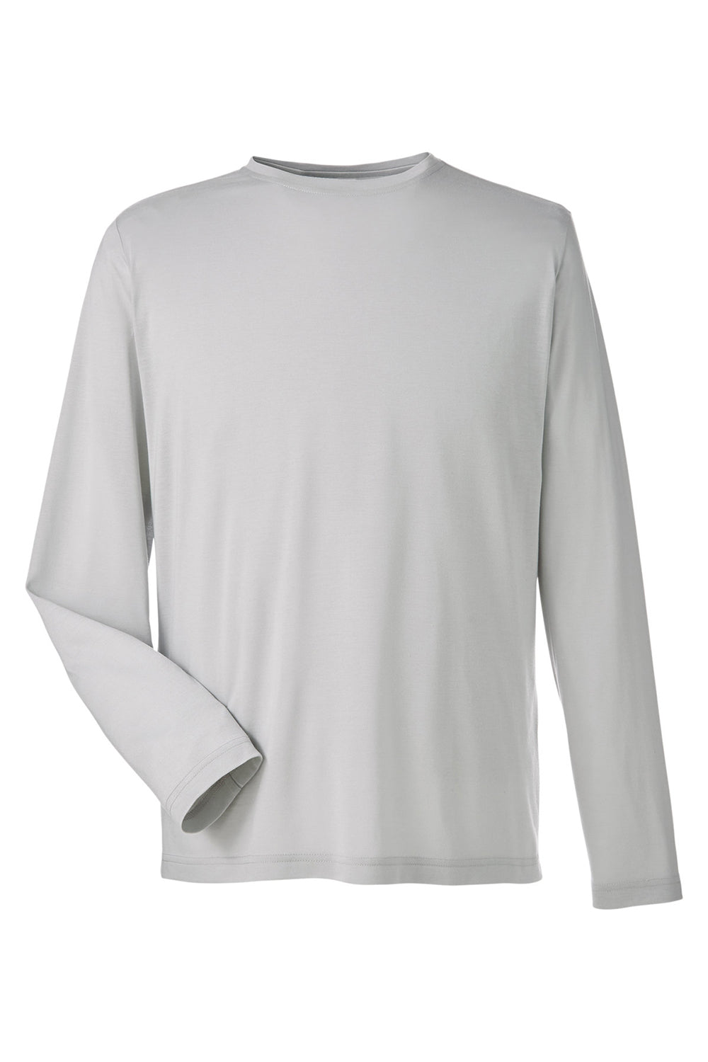 Core 365 CE111L Mens Fusion ChromaSoft Performance Moisture Wicking Long Sleeve Crewneck T-Shirt Platinum Grey Flat Front