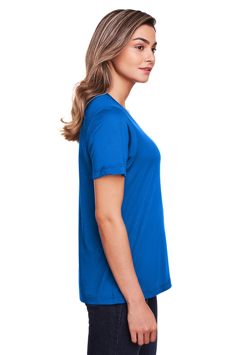 Core 365 CE111W Womens Fusion ChromaSoft Performance Moisture Wicking Short Sleeve Scoop Neck T-Shirt Royal Blue Side