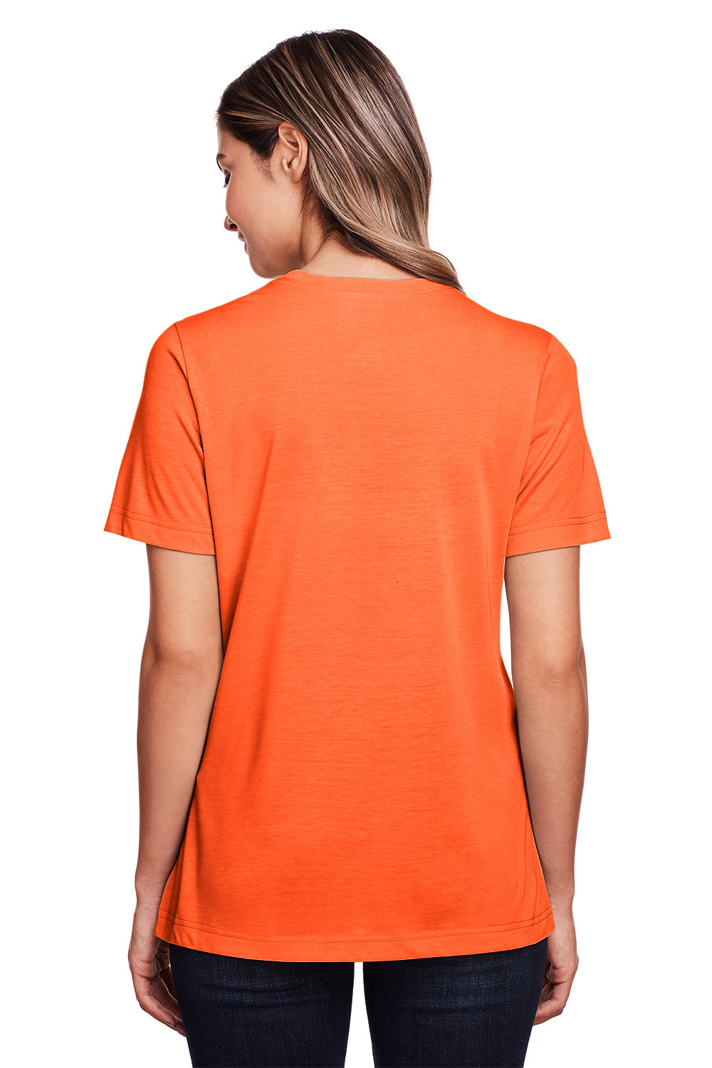 Core 365 CE111W Womens Fusion ChromaSoft Performance Moisture Wicking Short Sleeve Scoop Neck T-Shirt Orange Back