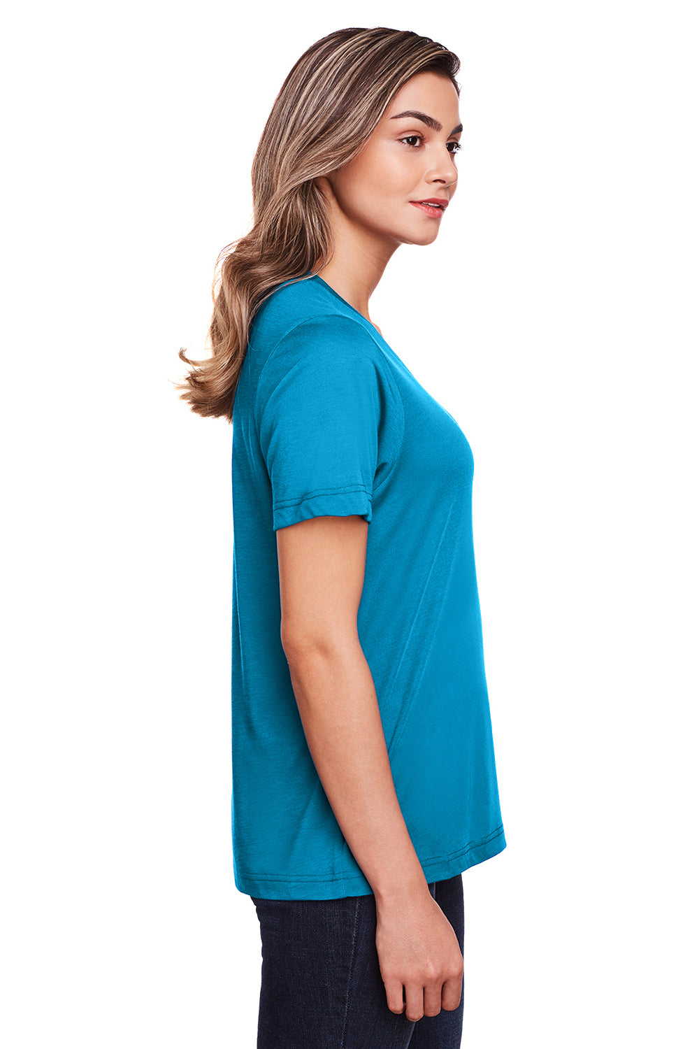 Core 365 CE111W Womens Fusion ChromaSoft Performance Moisture Wicking Short Sleeve Scoop Neck T-Shirt Electric Blue Side