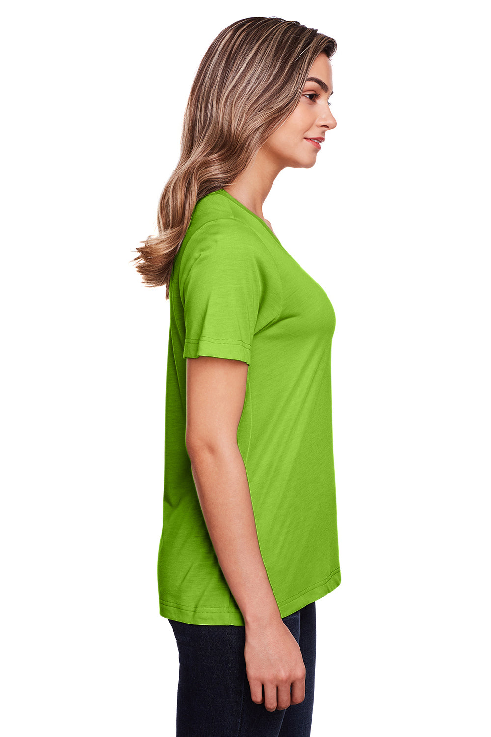 Core 365 CE111W Womens Fusion ChromaSoft Performance Moisture Wicking Short Sleeve Scoop Neck T-Shirt Acid Green Side