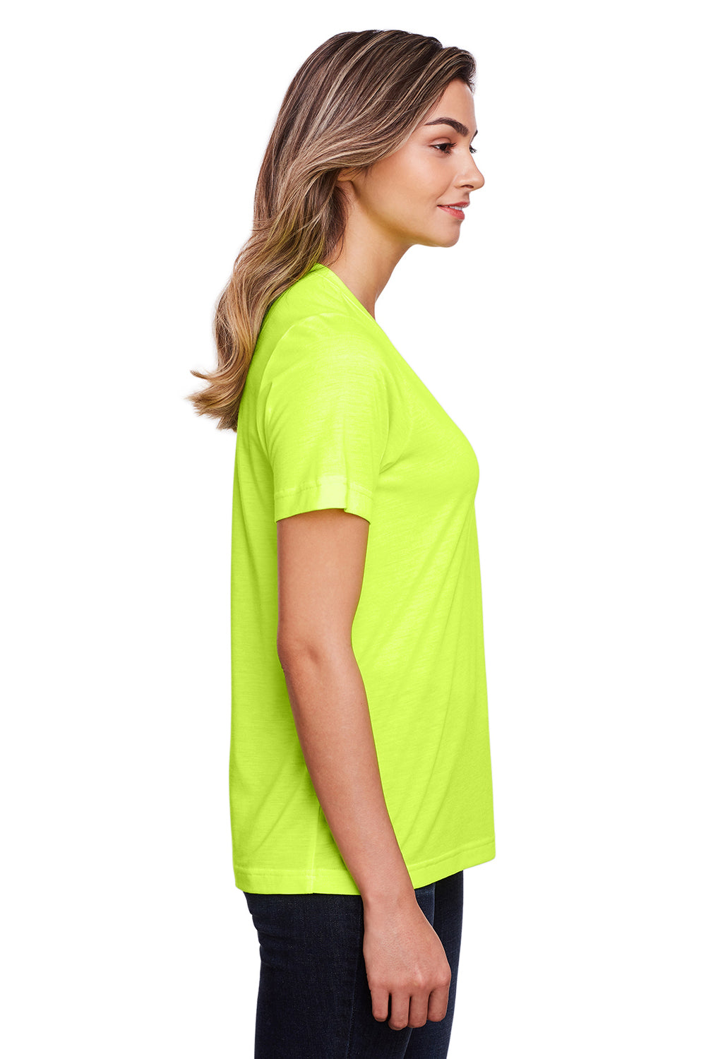 Core 365 CE111W Womens Fusion ChromaSoft Performance Moisture Wicking Short Sleeve Scoop Neck T-Shirt Safety Yellow Side