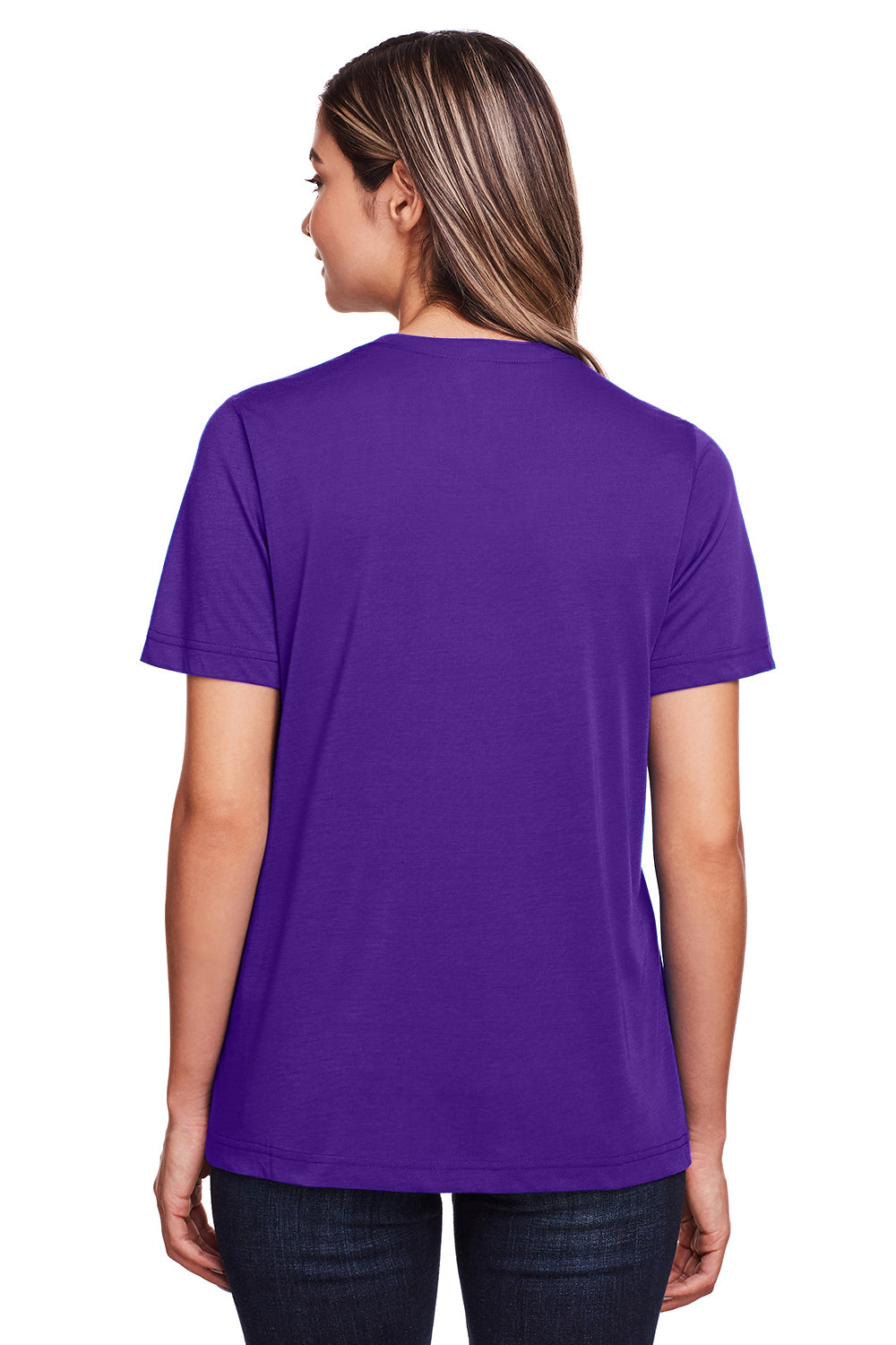 Core 365 CE111W Womens Fusion ChromaSoft Performance Moisture Wicking Short Sleeve Scoop Neck T-Shirt Purple Back
