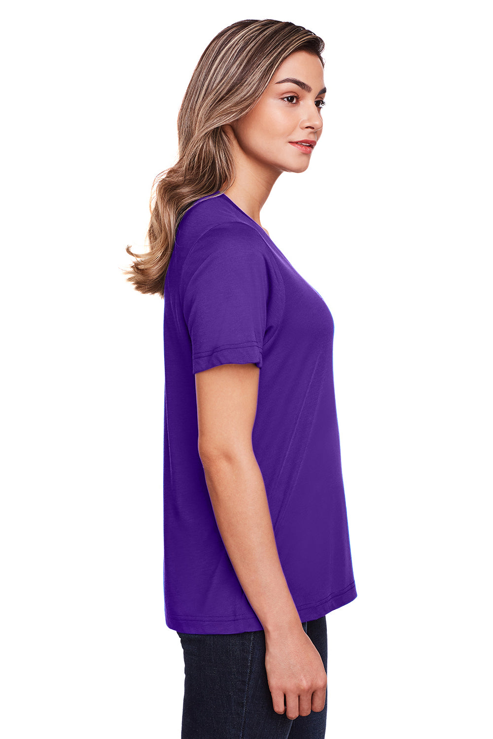 Core 365 CE111W Womens Fusion ChromaSoft Performance Moisture Wicking Short Sleeve Scoop Neck T-Shirt Purple Side