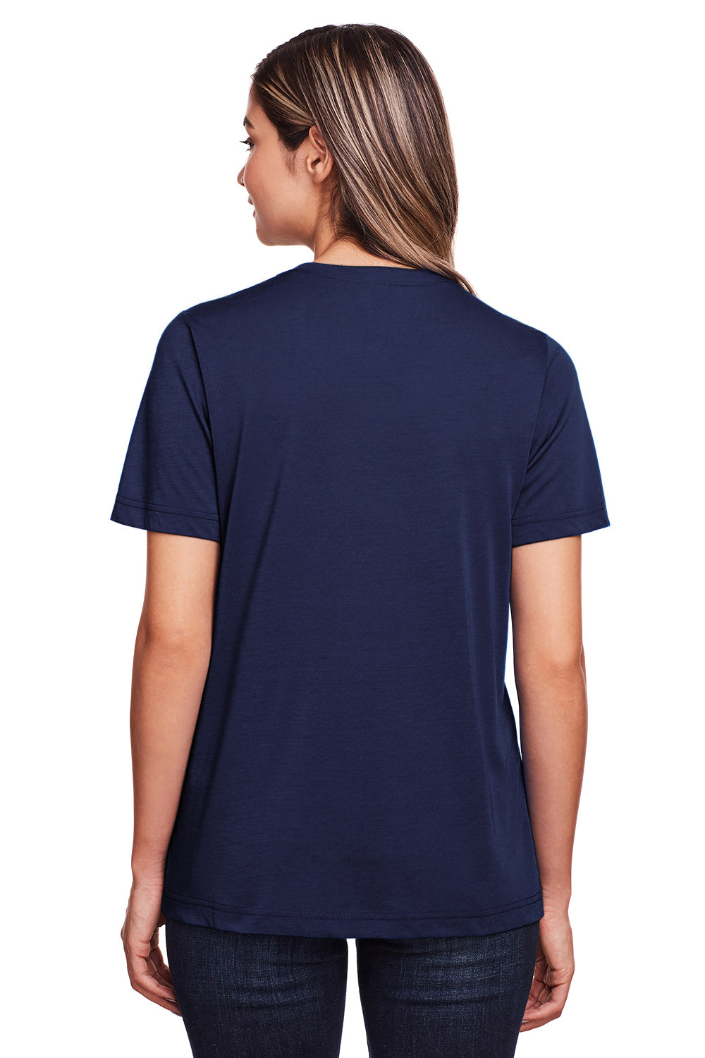Core 365 CE111W Womens Fusion ChromaSoft Performance Moisture Wicking Short Sleeve Scoop Neck T-Shirt Navy Blue Back