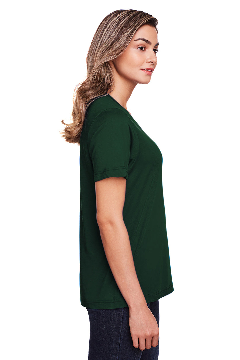 Core 365 CE111W Womens Fusion ChromaSoft Performance Moisture Wicking Short Sleeve Scoop Neck T-Shirt Forest Green Side