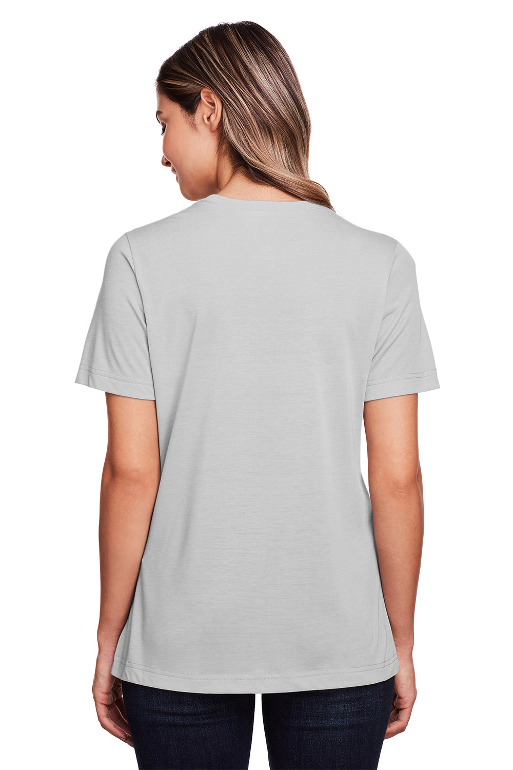Core 365 CE111W Womens Fusion ChromaSoft Performance Moisture Wicking Short Sleeve Scoop Neck T-Shirt Platinum Grey Back