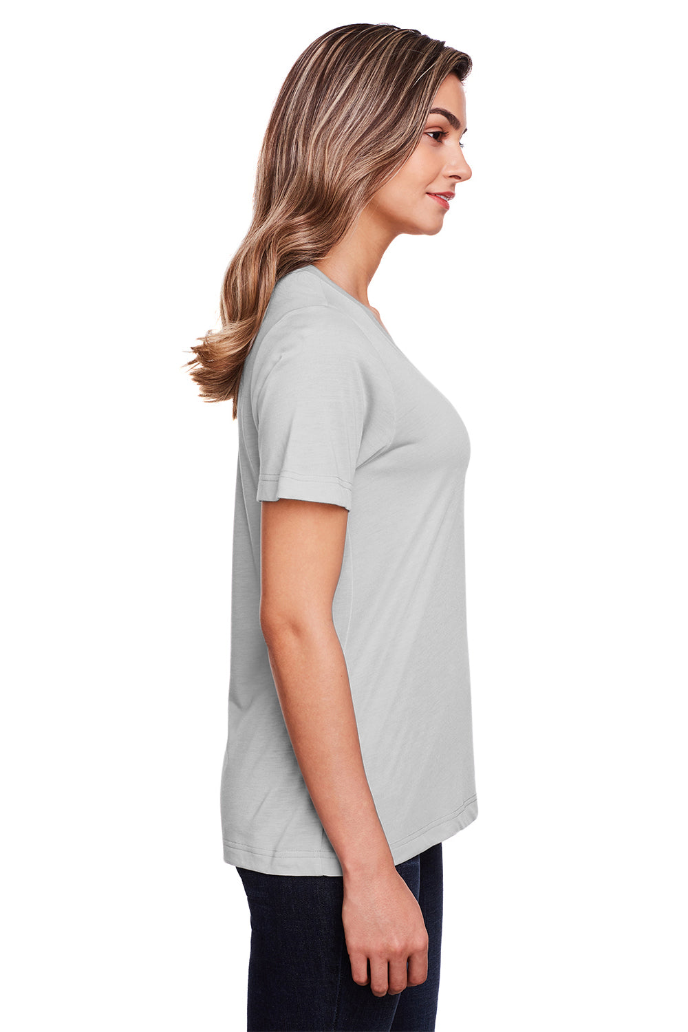 Core 365 CE111W Womens Fusion ChromaSoft Performance Moisture Wicking Short Sleeve Scoop Neck T-Shirt Platinum Grey Side