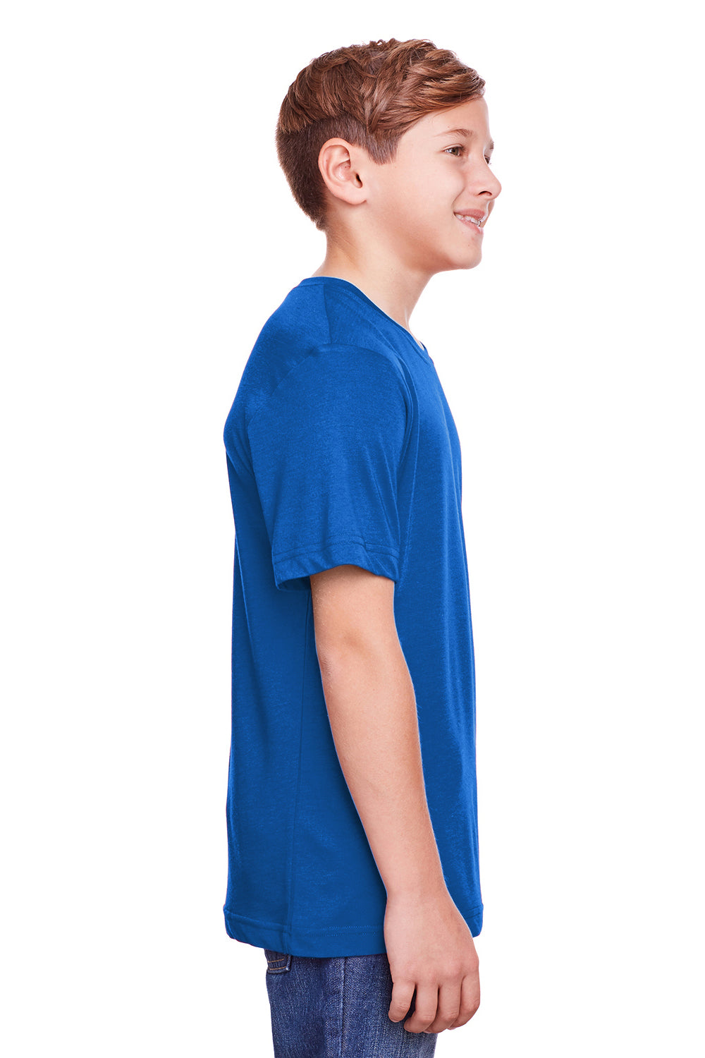 Core 365 CE111Y Youth Fusion ChromaSoft Performance Moisture Wicking Short Sleeve Crewneck T-Shirt Royal Blue Side