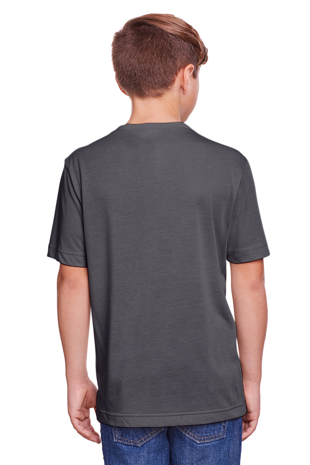 Core 365 CE111Y Youth Fusion ChromaSoft Performance Moisture Wicking Short Sleeve Crewneck T-Shirt Carbon Grey Back