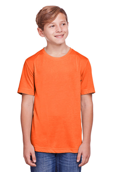 Core 365 CE111Y Youth Fusion ChromaSoft Performance Moisture Wicking Short Sleeve Crewneck T-Shirt Orange Front