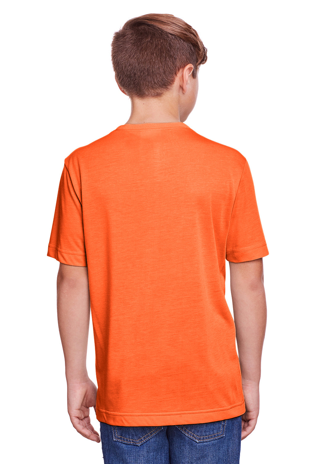 Core 365 CE111Y Youth Fusion ChromaSoft Performance Moisture Wicking Short Sleeve Crewneck T-Shirt Orange Back