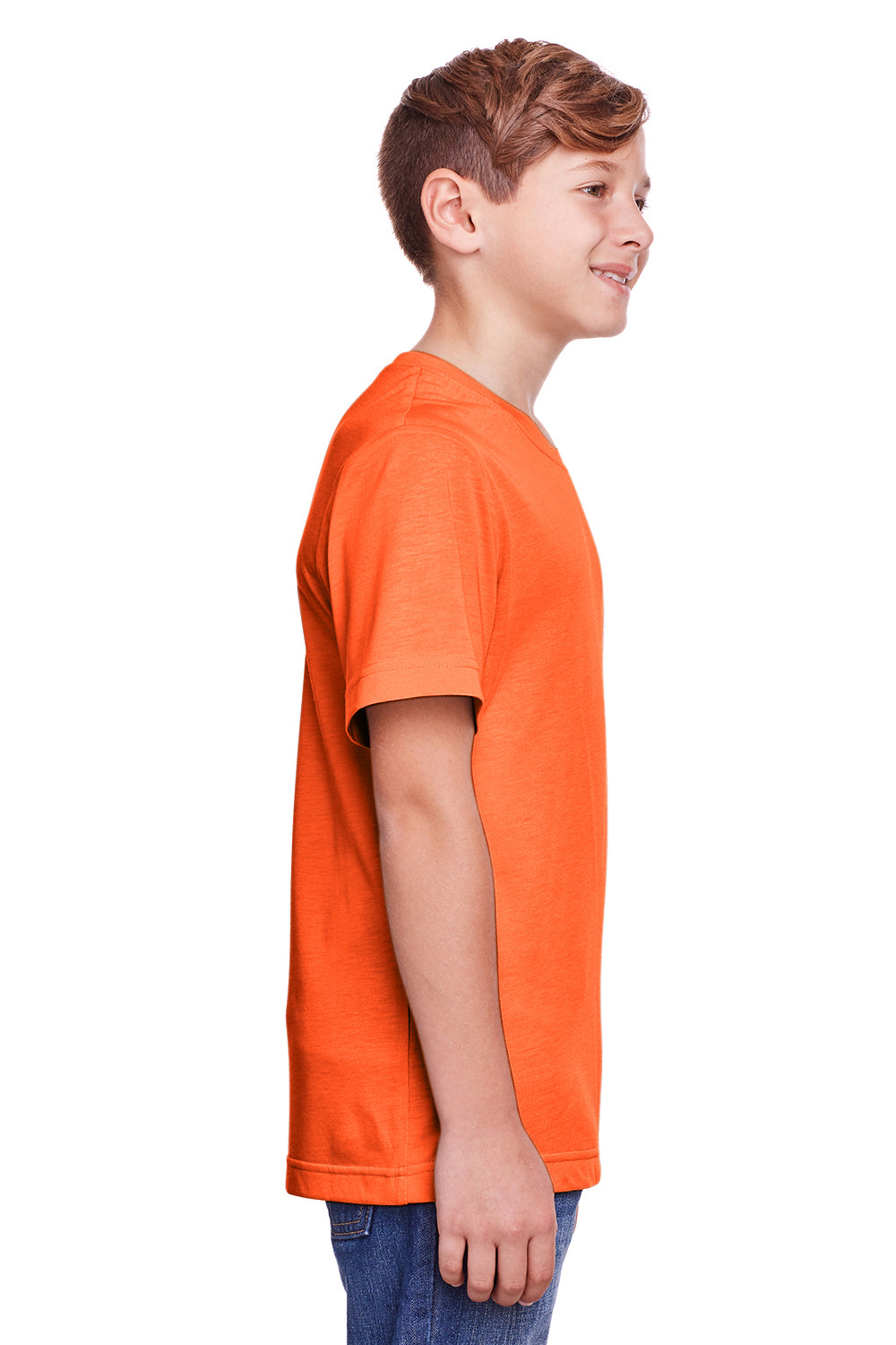 Core 365 CE111Y Youth Fusion ChromaSoft Performance Moisture Wicking Short Sleeve Crewneck T-Shirt Orange Side