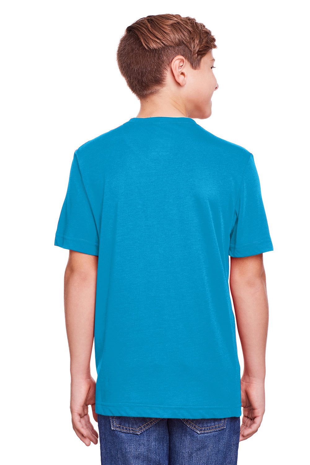 Core 365 CE111Y Youth Fusion ChromaSoft Performance Moisture Wicking Short Sleeve Crewneck T-Shirt Electric Blue Back