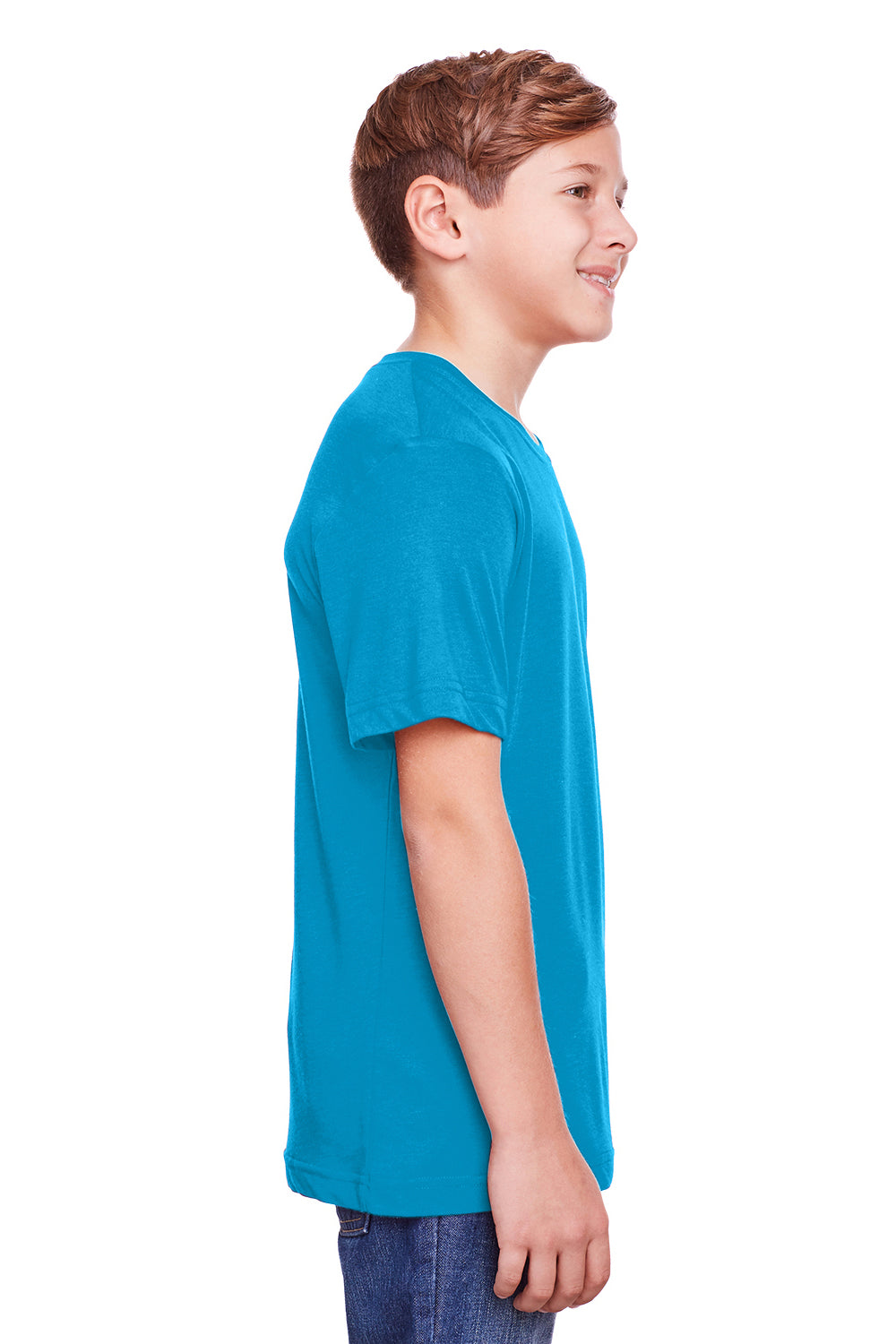 Core 365 CE111Y Youth Fusion ChromaSoft Performance Moisture Wicking Short Sleeve Crewneck T-Shirt Electric Blue Side