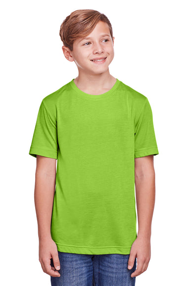 Core 365 CE111Y Youth Fusion ChromaSoft Performance Moisture Wicking Short Sleeve Crewneck T-Shirt Acid Green Front