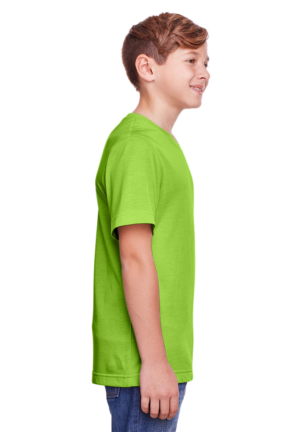 Core 365 CE111Y Youth Fusion ChromaSoft Performance Moisture Wicking Short Sleeve Crewneck T-Shirt Acid Green Side