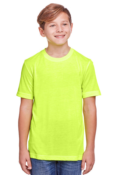 Core 365 CE111Y Youth Fusion ChromaSoft Performance Moisture Wicking Short Sleeve Crewneck T-Shirt Safety Yellow Front