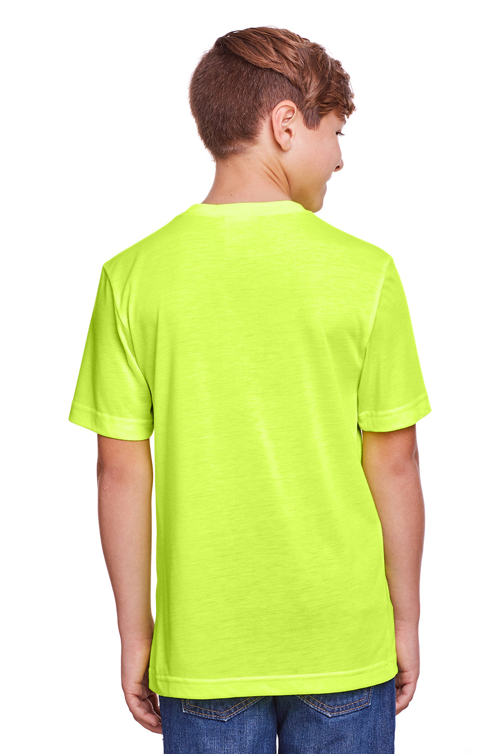 Core 365 CE111Y Youth Fusion ChromaSoft Performance Moisture Wicking Short Sleeve Crewneck T-Shirt Safety Yellow Back