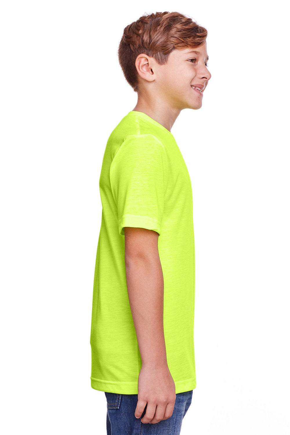 Core 365 CE111Y Youth Fusion ChromaSoft Performance Moisture Wicking Short Sleeve Crewneck T-Shirt Safety Yellow Side